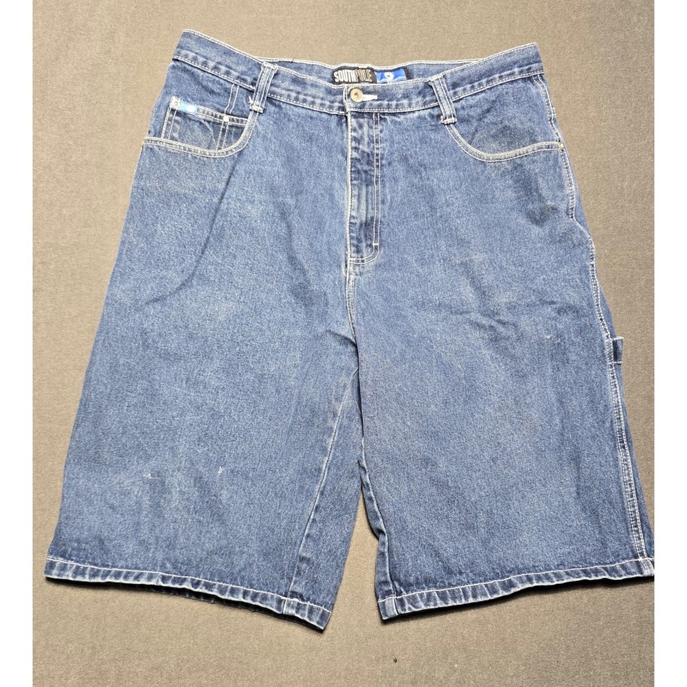 Southpole Denim Carpenter Shorts Size 36‎ Blue Y2K Vintage Utility Baggy